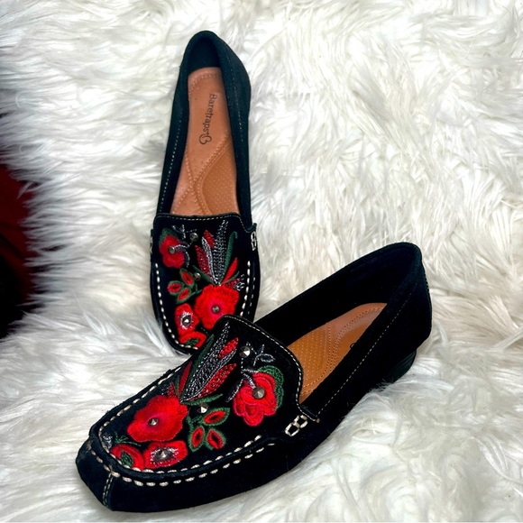 Beartraps Otella Embroidered Suede Loafer/Moccasin Size 7 Black Beautiful Flats - Picture 3 of 9